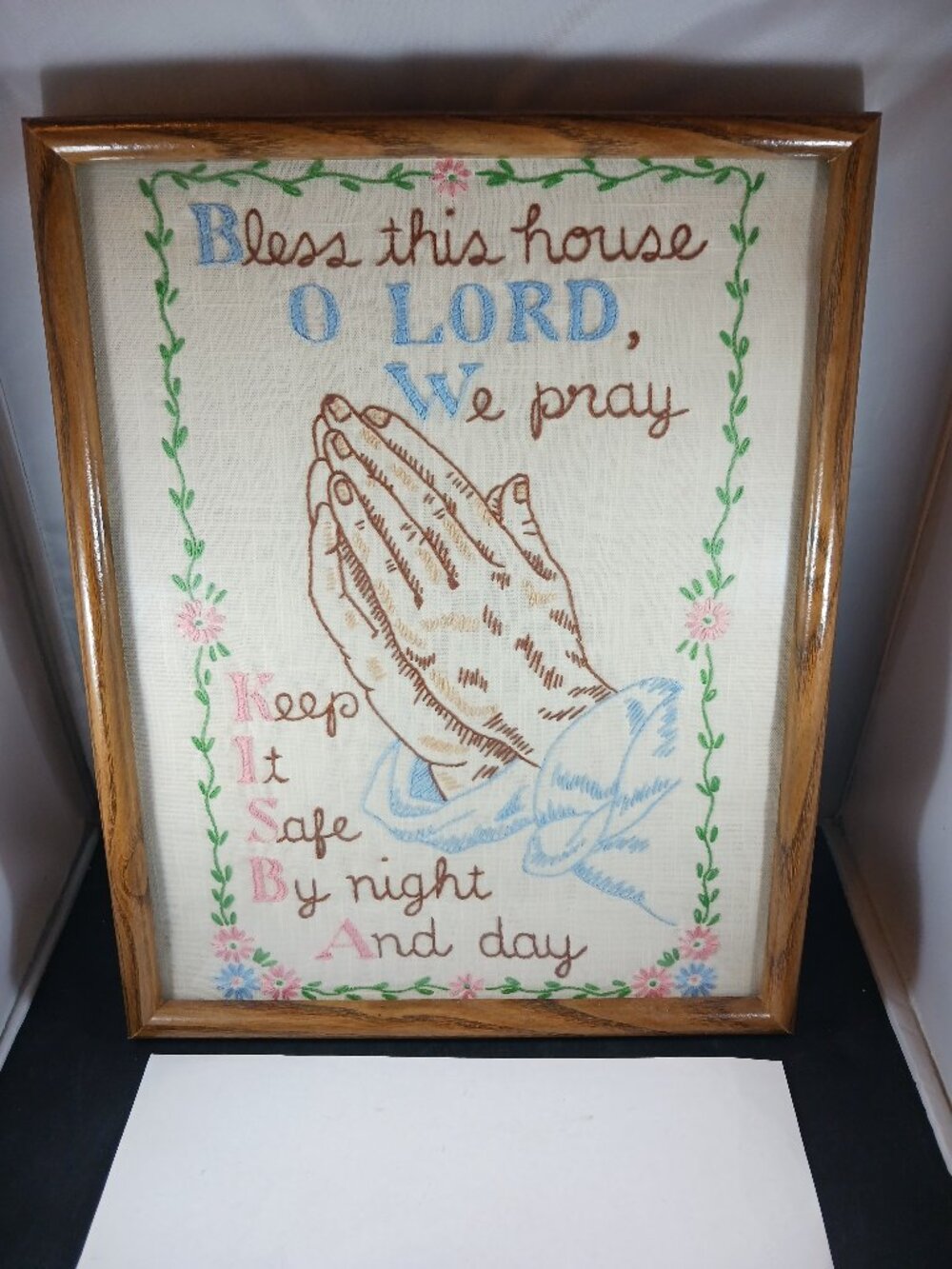 Handmade Religious Stitch Framed 15in x 11.5in